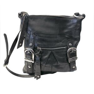 B. Makowsky Black Luxury Leather Crossbody Bag